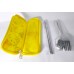 Sanrio Hello kitty chopsticks+spoon+fork w/storage bag-yellow