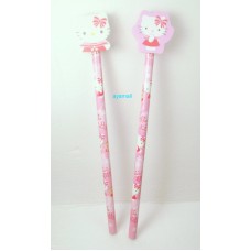 Sanrio Hello Kitty pencil w/eraser set/2pcs-p+w