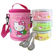 Sanrio Hello Kitty kid's tableware set w/bag/bowl/spoon